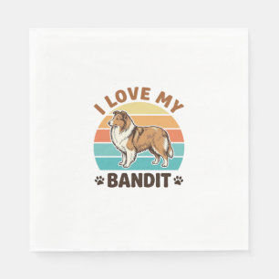 Custom Dog Name Retro Sunset Pet Lover Design_1 Napkins