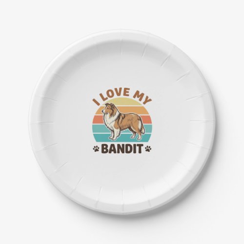 Custom Dog Name Retro Sunset Pet Lover Design_1 Paper Plates