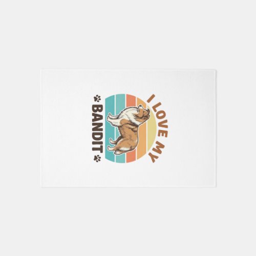 Custom Dog Name Retro Sunset Pet Lover Design_1 Rug