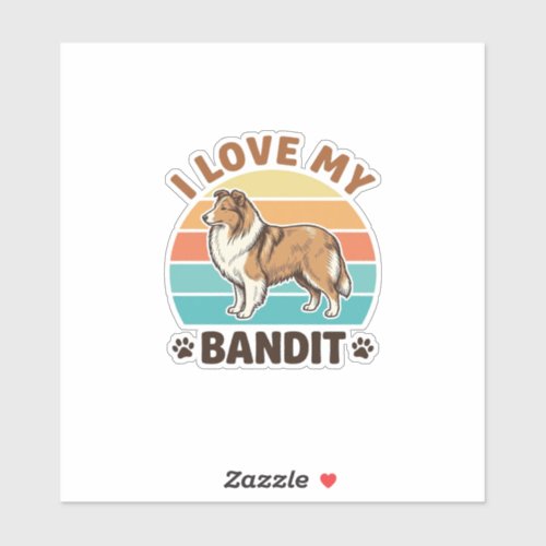 Custom Dog Name Retro Sunset Pet Lover Design_1 Sticker