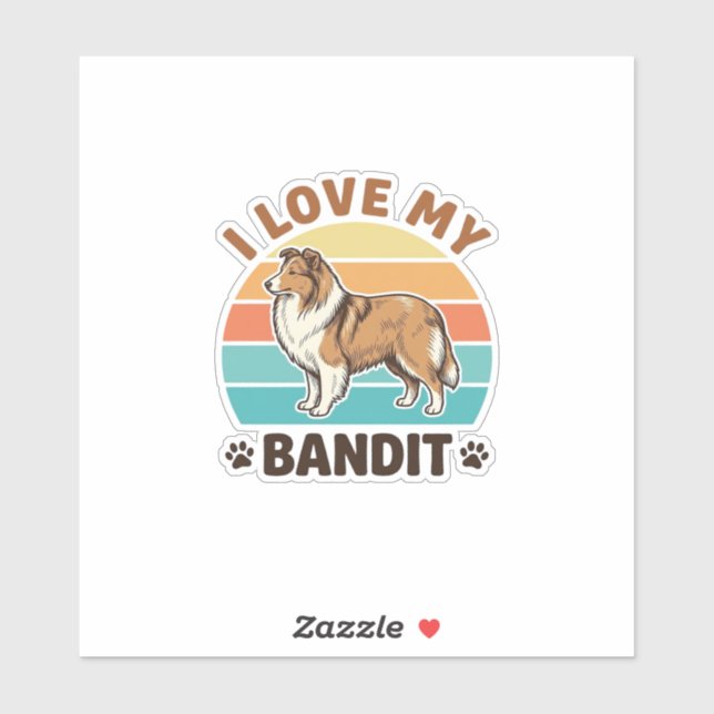 Custom Dog Name Retro Sunset Pet Lover Design_1 Sticker (Sheet)