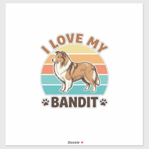 Custom Dog Name Retro Sunset Pet Lover Design_1 Sticker