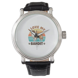 Custom Dog Name Retro Sunset Pet Lover Design_1 Watch
