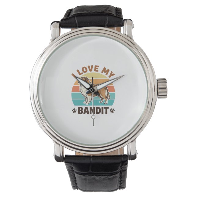 Custom Dog Name Retro Sunset Pet Lover Design_1 Watch (Front)