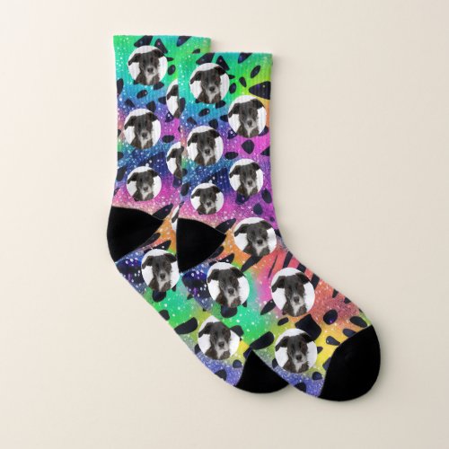 Custom Dog Neon Abstract Pattern Socks