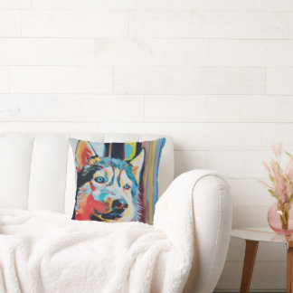 Custom Dog Painting - Gift for Husky Lovers Throw Pillow