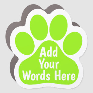 Custom Dog Paw Car Magnet - Lime Green