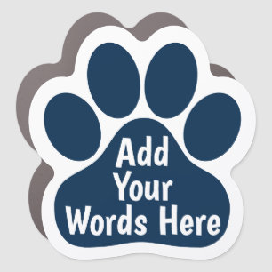 Custom Dog Paw Car Magnet - Navy Blue