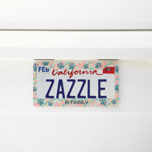 Custom Dog Paw Pastel License Plate Frame