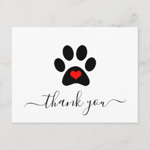 Custom Dog Paw Pet Business Thank You Cards