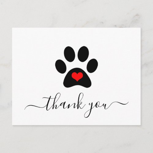 Custom Dog Paw Pet Business Thank You Cards