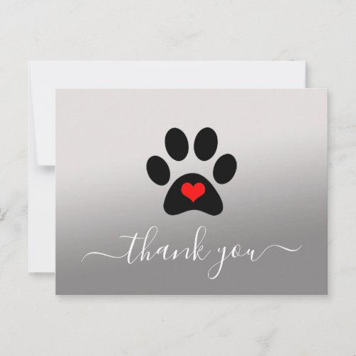 Custom Dog Paw Pet Business Thank You Cards