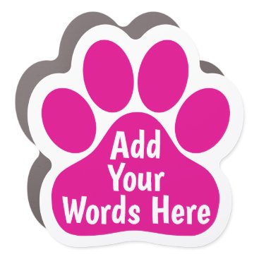 Custom Dog Paw Print Car Magnet - Hot Pink