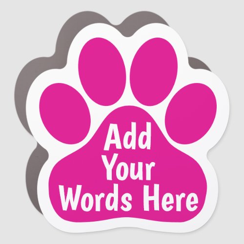 Custom Dog Paw Print Car Magnet _ Hot Pink