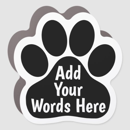 Custom Dog Paw Print Car Magnet _ White on Black