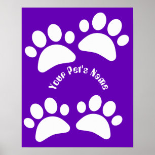 Custom Dog Paw Print Pattern Personalized Name Pos