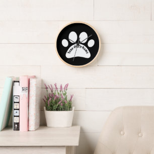 Custom Dog Paw Print Personalized Name Wall Clock