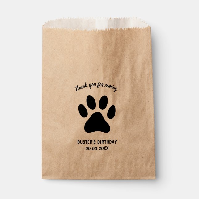 Custom dog paw print pet Birthday party favor bags (Front)