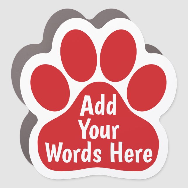 Custom Dog Paw Print - Red  Car Magnet (Front)