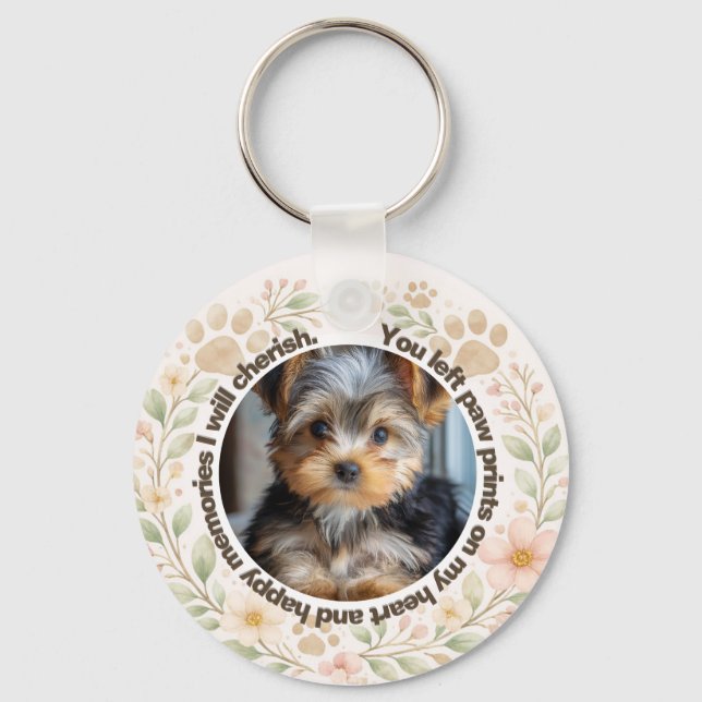 Custom Dog Paw Prints Memorial Keychain (Front)