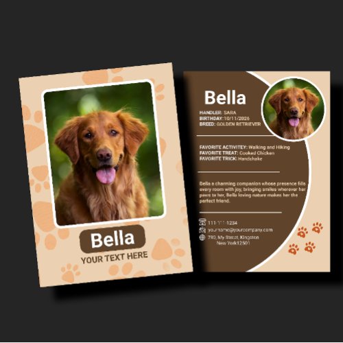 Custom Dog Pet Birthday & Gift Photo Trading Card