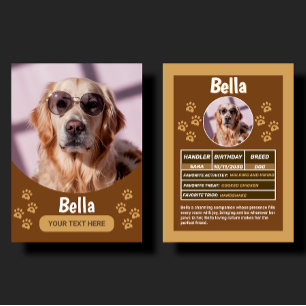 Custom Dog Pet Birthday & Gift Photo Trading Card
