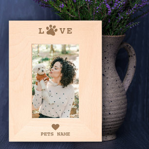 Custom Dog Pet Love Paw Custom Engraved Photo  Frames