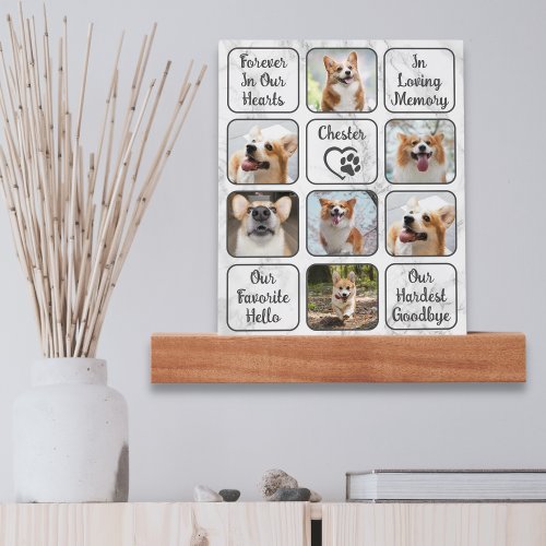 Custom Dog Pet Memorial 7 Photo Marble Your Text Picture Ledge