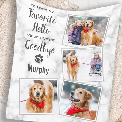 Custom Dog Pet Memorial Photo Collage Fleece Blanket