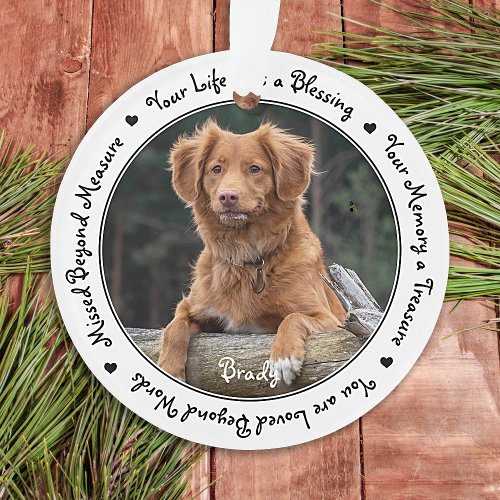 Custom Dog Pet Memorial Photo Ornament
