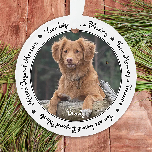 Custom Dog Pet Memorial Photo Ornament | Zazzle