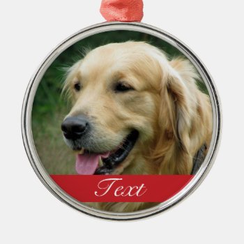 Custom Dog Pet Photo And Name Or Date Metal Ornament by lovableprintable at Zazzle