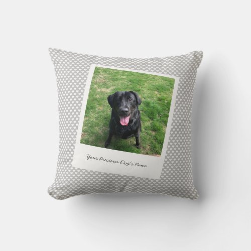 Custom Dog Pet Photo and Name Throw Pillow
