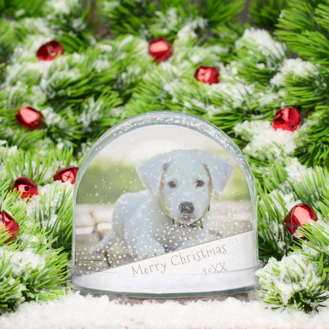 Custom Dog Pet Photo Christmas Holiday Keepsake Snow Globe (Christmas)