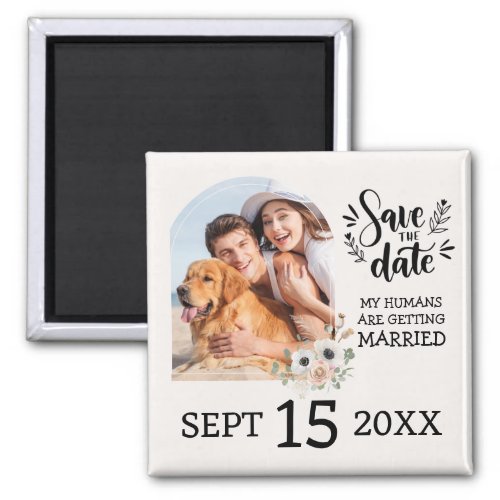 Custom Dog Pet Photo Floral Wedding Save the Date  Magnet