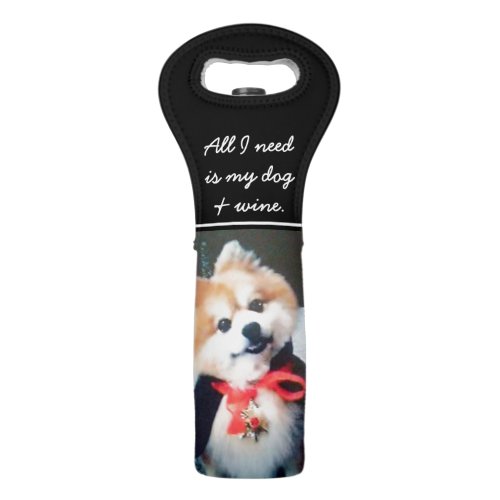 Custom Dog Pet Photo Pomeranian Wine Tote Bag