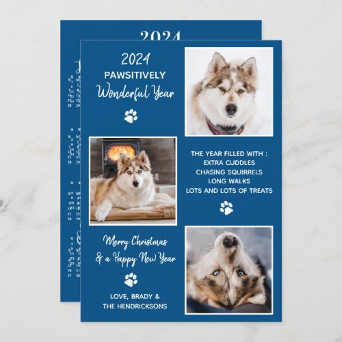 Custom Dog Pet Photo Year in Review 2024 Calendar Holiday Card