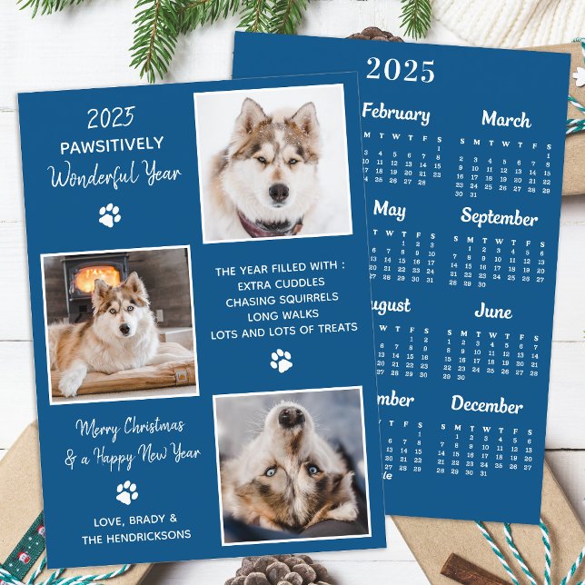 Custom Dog Pet Photo Year in Review 2026 Calendar Holiday Card (Creator Uploaded)