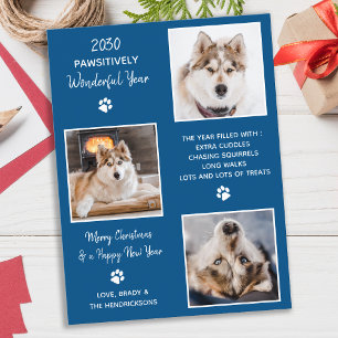 Custom Dog Pet Photo Year in Review Christmas Hol Postcard