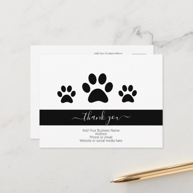 Custom Dog Pet Sitting Business Thank You Notes (Front/Back In Situ)