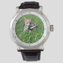 Custom Dog Photo Add Your Own Pet Photograph Round Watch