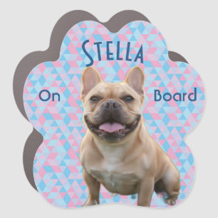 Custom Dog Photo and Name On Board Personalizable Car Magnet