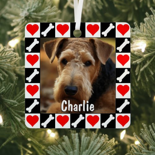 Custom Dog Photo and Name Personalized Christmas Metal Ornament