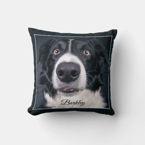 Custom Dog Photo And Name Throw Pillow