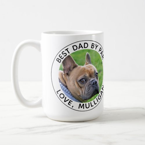 Custom Dog Photo Best Dad By Par Black White Coffee Mug