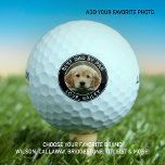 Custom Dog Photo Best Dad By Par Black White Golf Balls at Zazzle