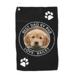 Custom Dog Photo Best Dad By Par Black White Golf Towel Custom Dog Photo Best Dad By Par Black White Golf Towel