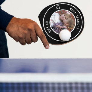 Custom Dog Photo Best Dad By Par Black White  Ping Pong Paddle