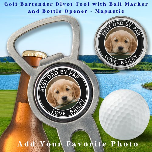 Custom Dog Photo Best Dad By Par Modern Golf Divot Tool
