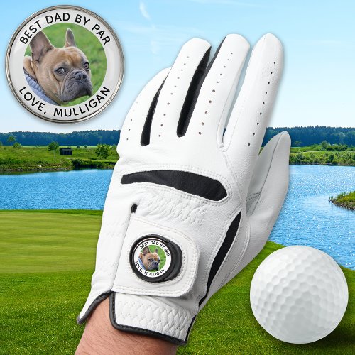 Custom Dog Photo Best Dad By Par Modern Golfer Golf Glove